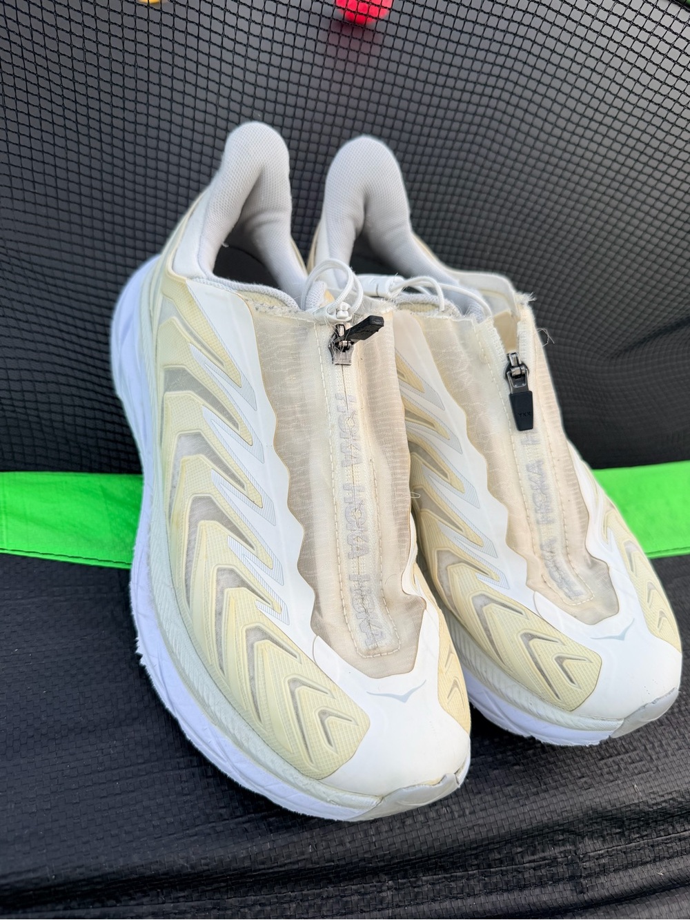 Hoka One One Women's Cream and White Athletic Running Shoes